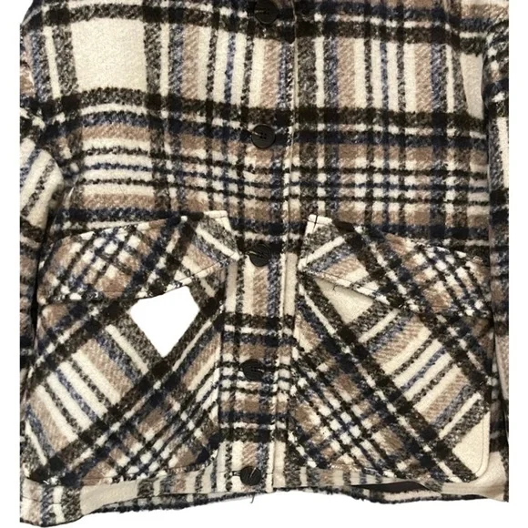 Anthropologie Avec Les Filles Jacket Size Large Plaid Utility Coat - Picture 4 of 9
